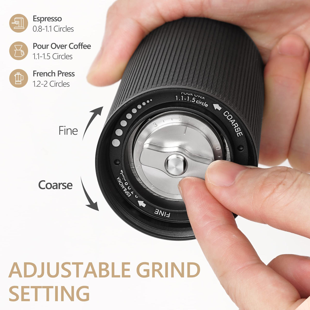 Manual Coffee Grinder with Adjustable Grind Setting Stainless Steel Conical Burr R833075