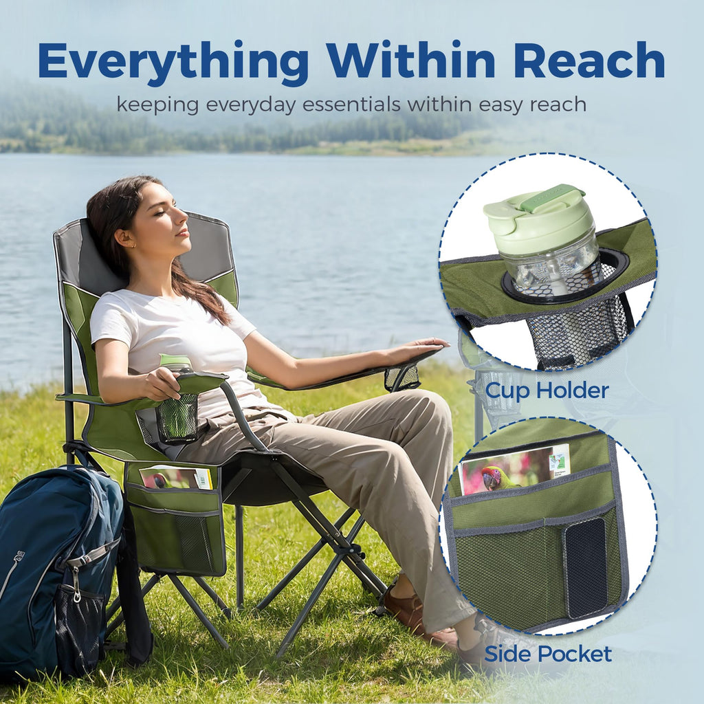 Oversized XL Camping Chair 2-Pack with Mesh Back, Green Q580262