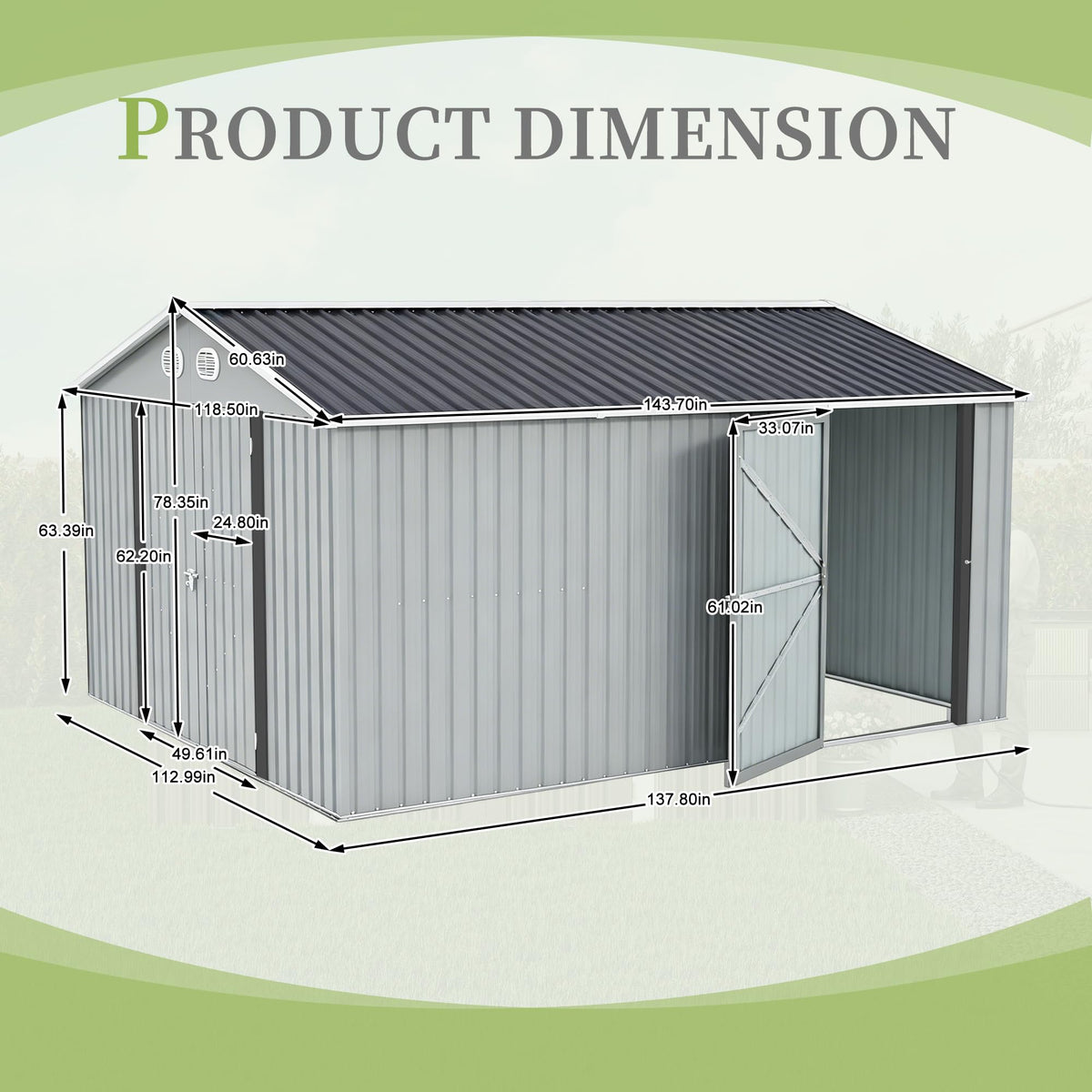 10x12 FT White Metal Storage Shed X93682