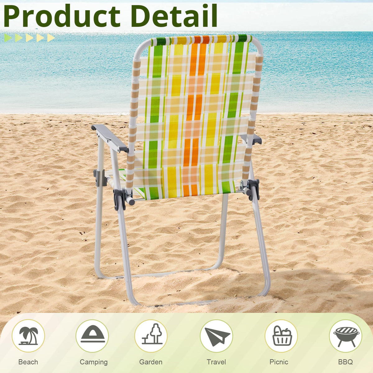 2 Pack Green Foldable Beach Chairs D459