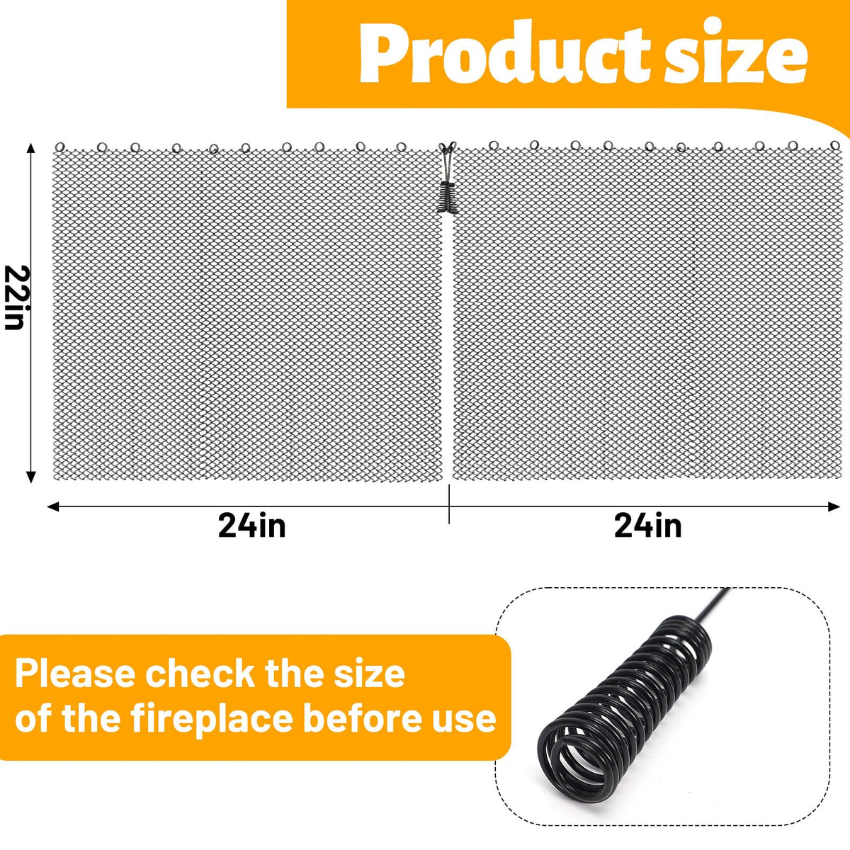 2 Pack Black Metal Fireplace Mesh Screen Curtain F648