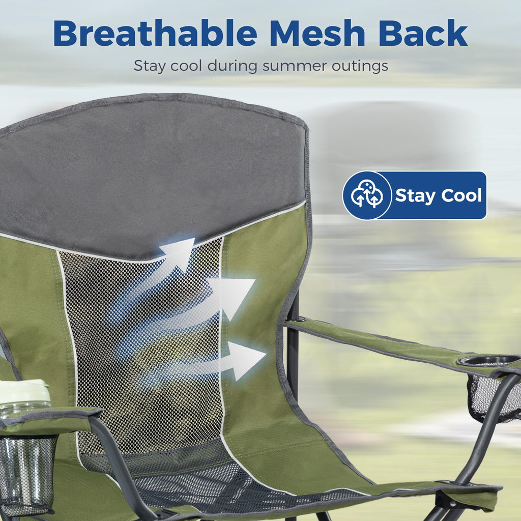 Oversized XL Camping Chair 2-Pack with Mesh Back, Green Q580262