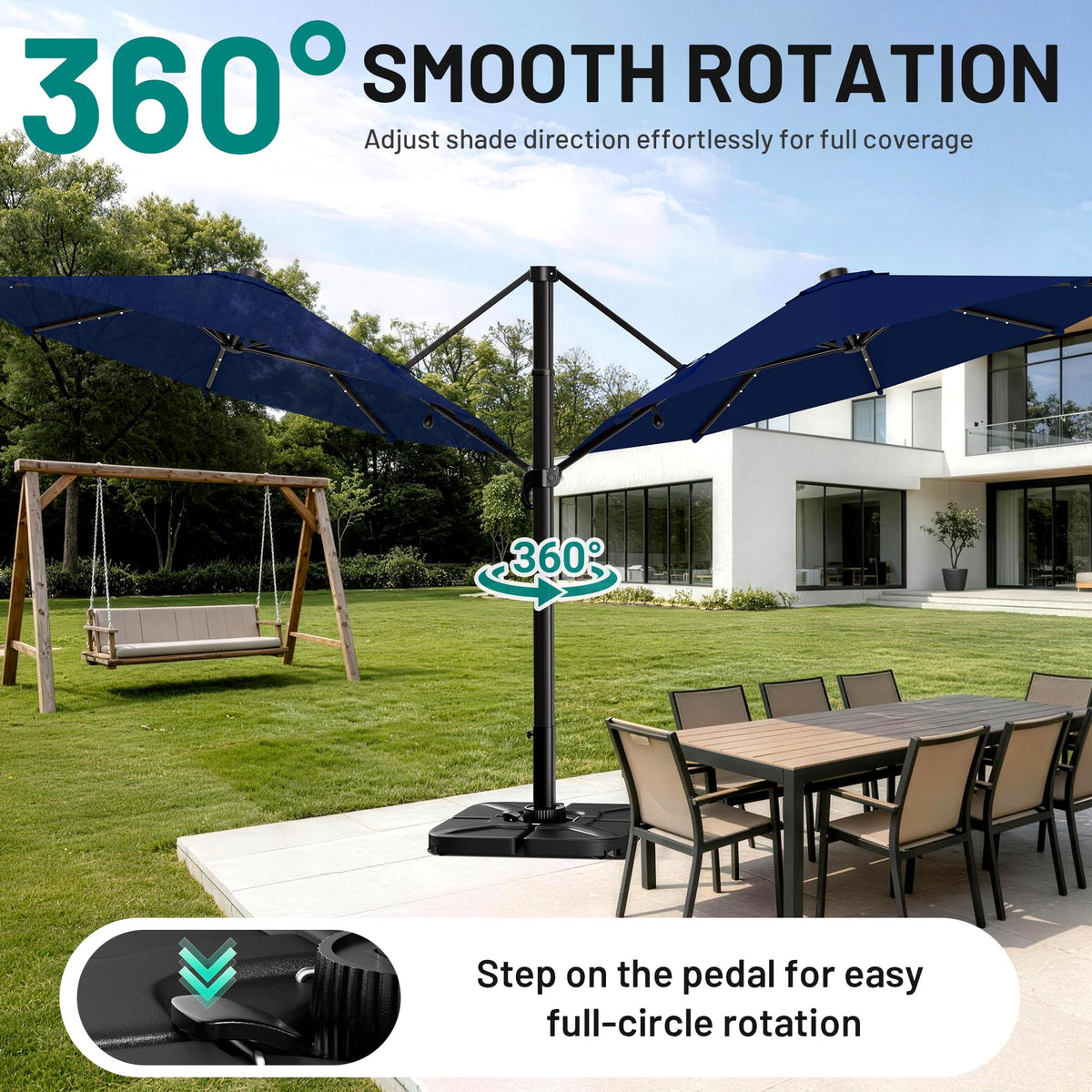 9FT Cantilever Patio Umbrella with Lights K725