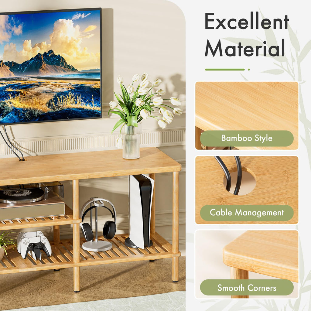 Bamboo 3 Tier TV Stand for 60 65 Inch TV W614