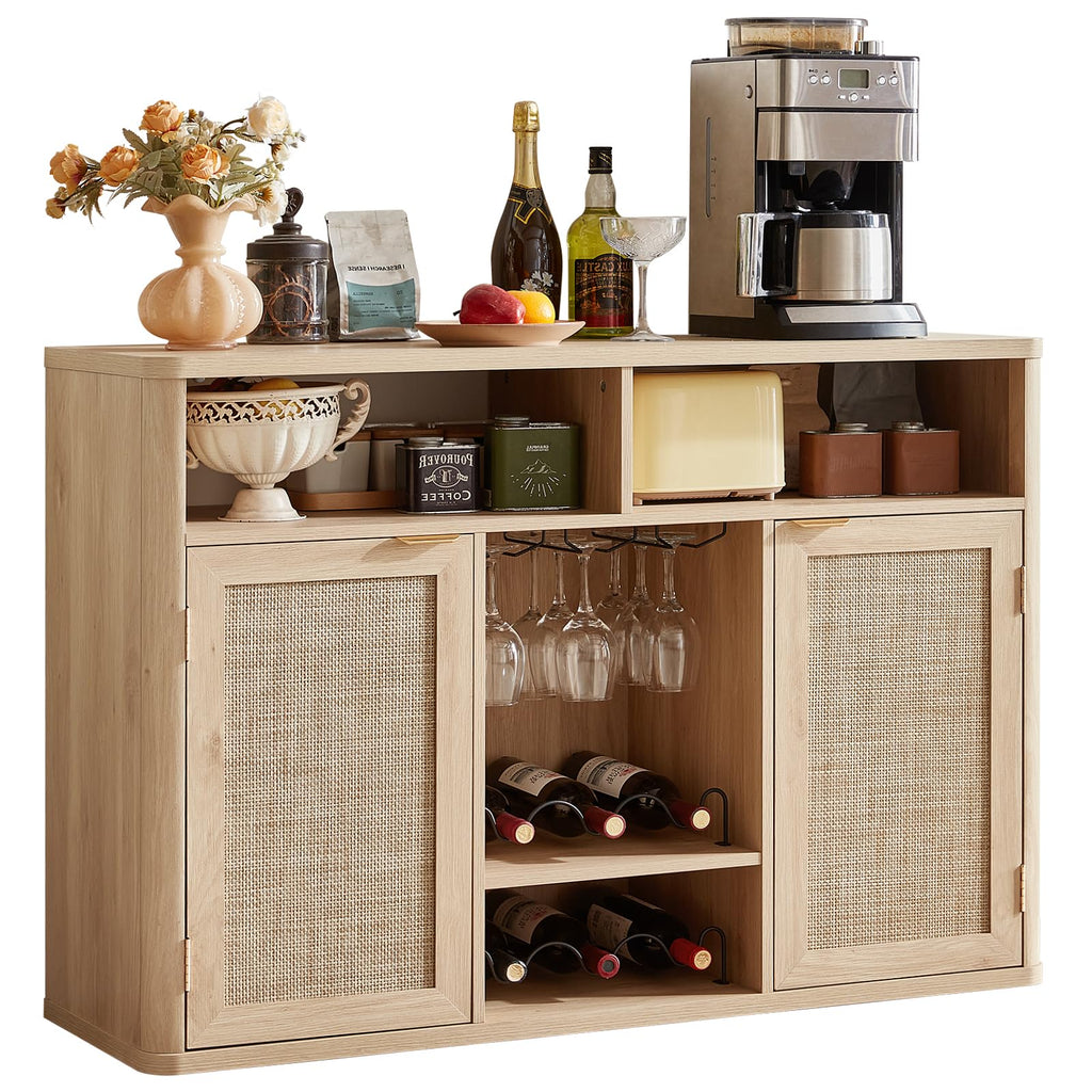 Rattan Wine Bar Cabinet with Storage V604245