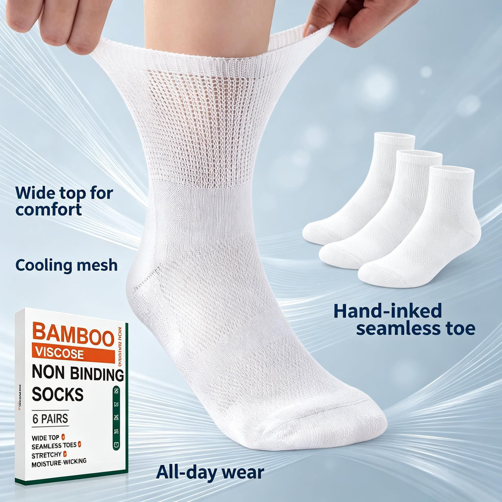 Bamboo Viscose Diabetic Socks 6 Pairs U84738