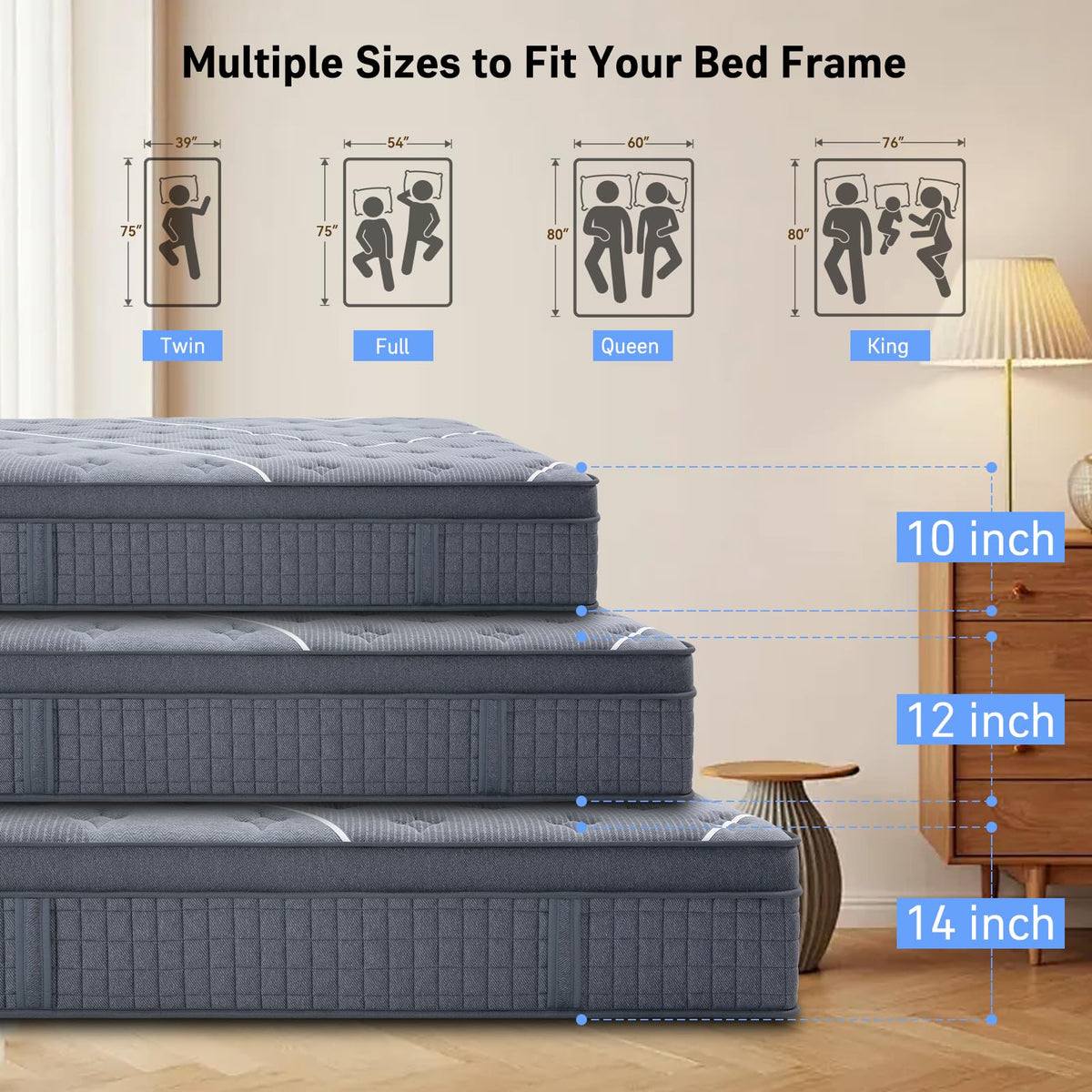 12 Inch Gel Memory Foam Hybrid Mattress H939