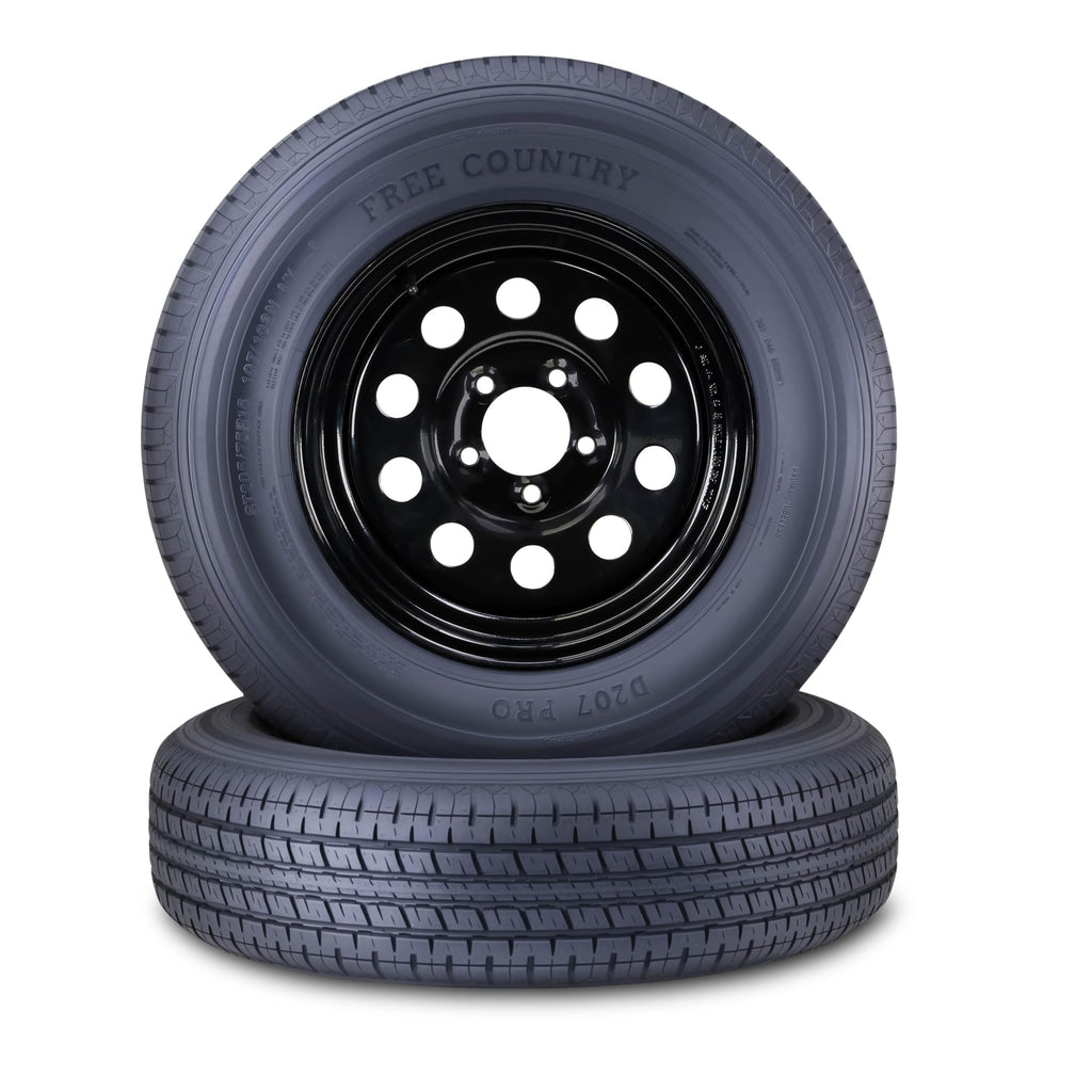 Trailer Tire Wheel ST205/75R15 8PR D 107N 5X4.5 Black Mod Pk2 V724593