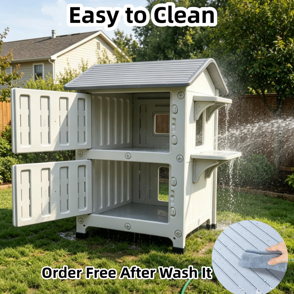 Weatherproof 2 Story Cat House with Mat O8628