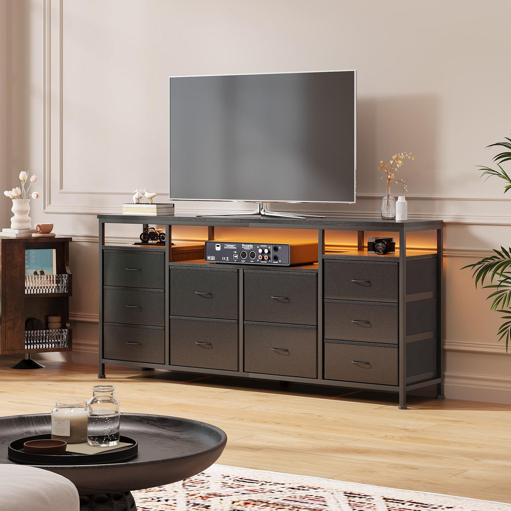 Black Fabric 10 Drawer Dresser A2927