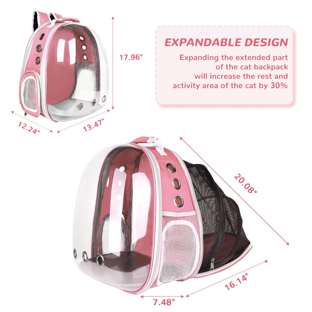 Expandable Pet Backpack Carrier for Under 15 lbs (Pink) X7943