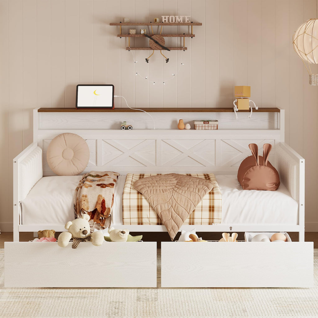 White Twin Daybed with Storage Drawers K975286