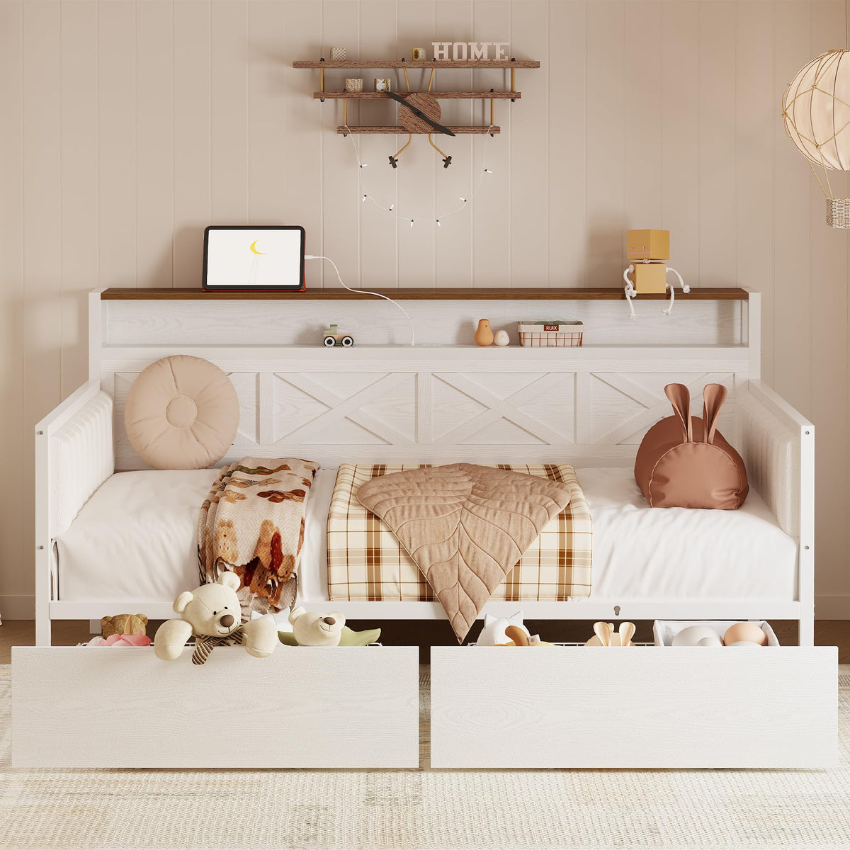 White Twin Daybed with Storage Drawers K975286
