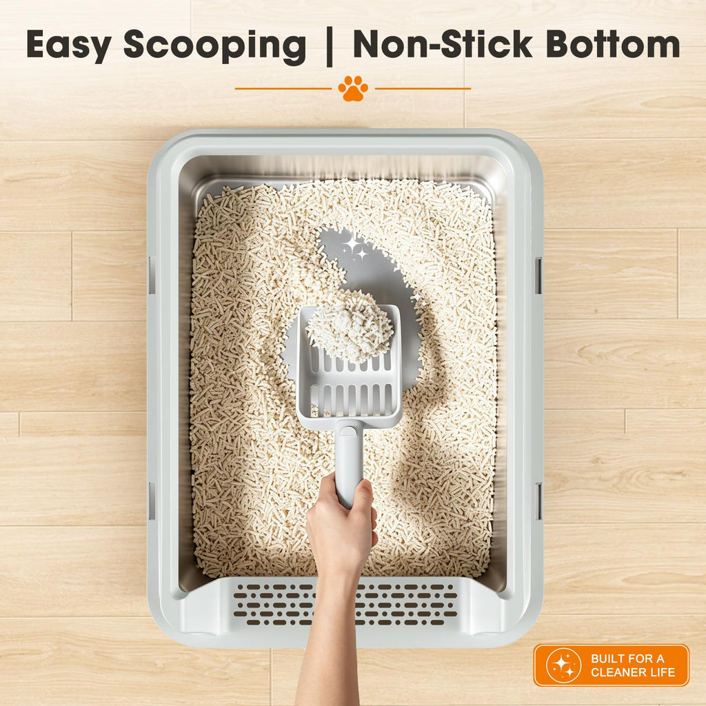 Stainless Steel High Sided Cat Litter Box with Lid Z500808