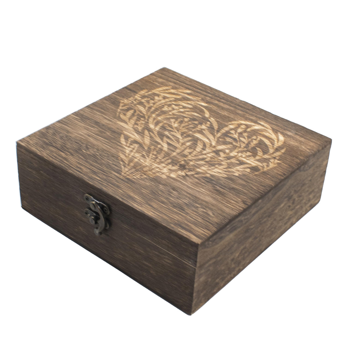 Wooden Hinged Lid Keepsake Boxes 7.5 x 7.5 x 2.8 Inch O309