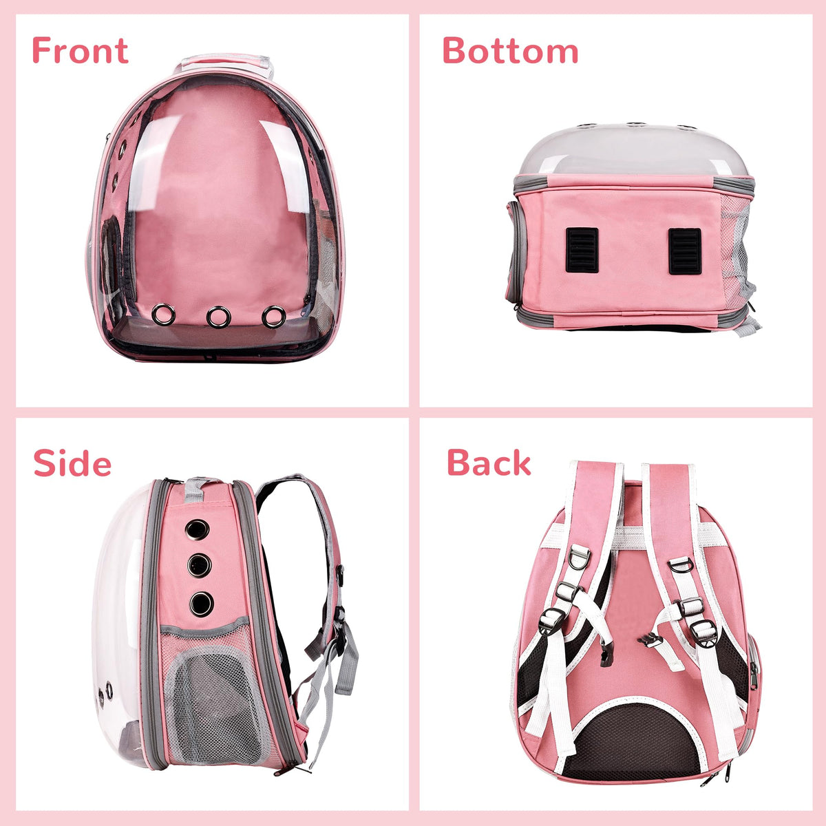 Expandable Pet Backpack Carrier for Under 15 lbs (Pink) X7943