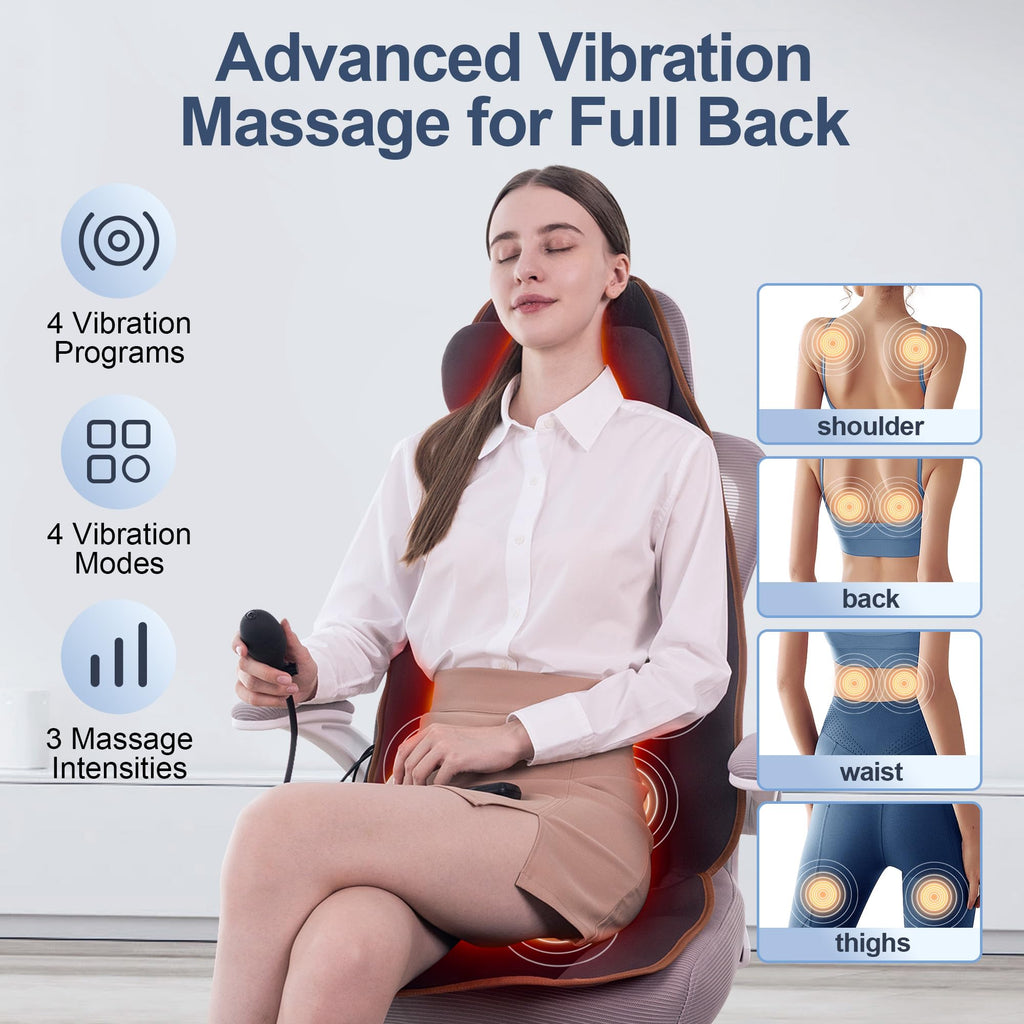 Vibration Back Massager with Heat, 8 Motor Massage Seat Cushion N460616