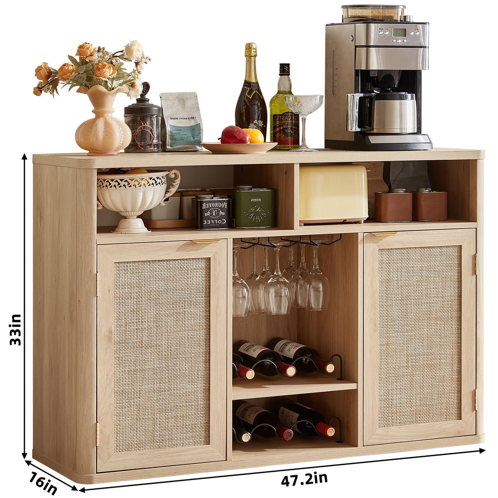 Rattan Wine Bar Cabinet with Storage V604245