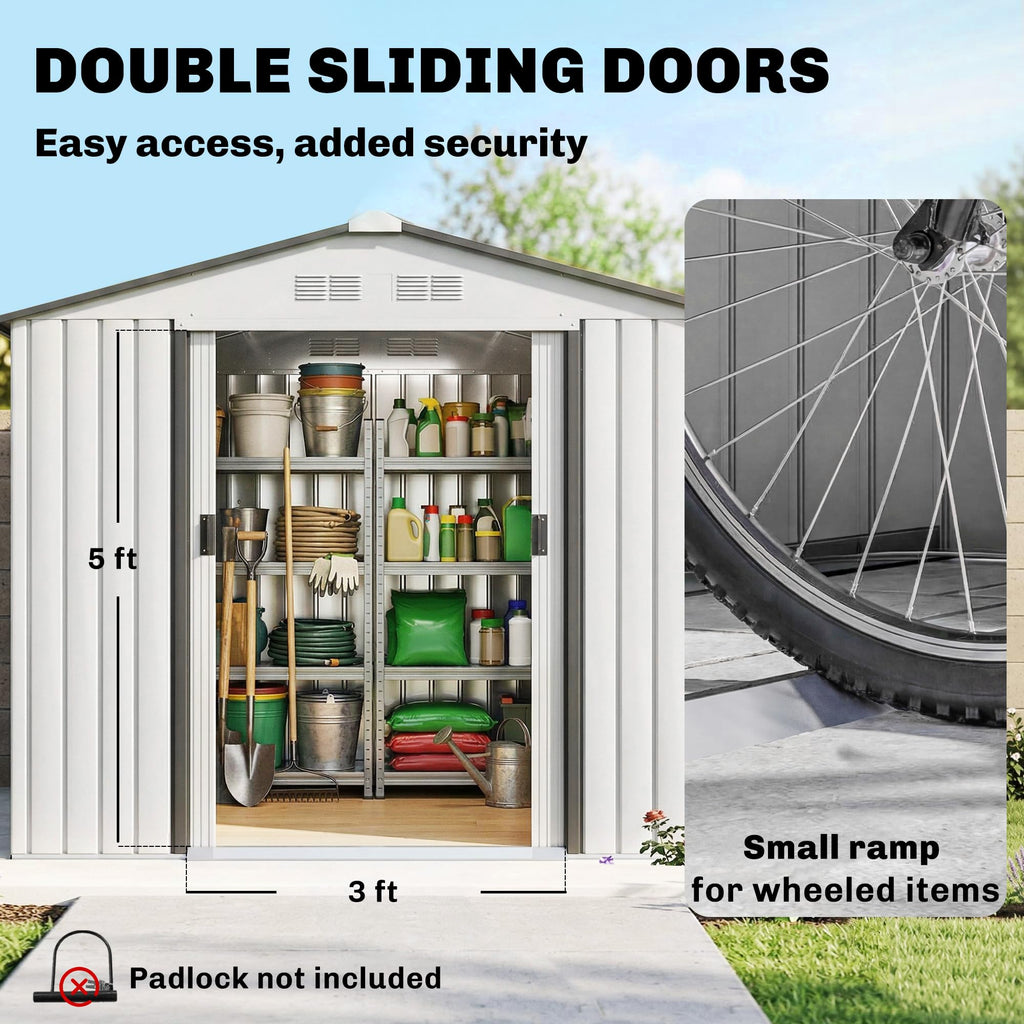 7' x 4' Metal Outdoor Storage Shed E135387