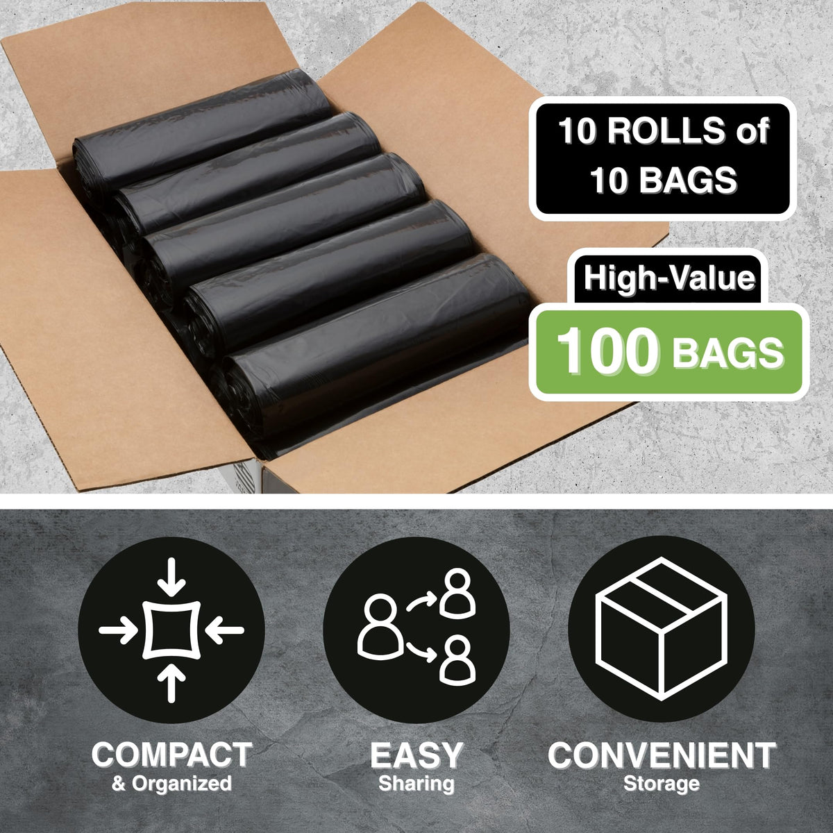 45 Gallon Black 1.2 Mil Garbage Trash Bags 100 Count C678028