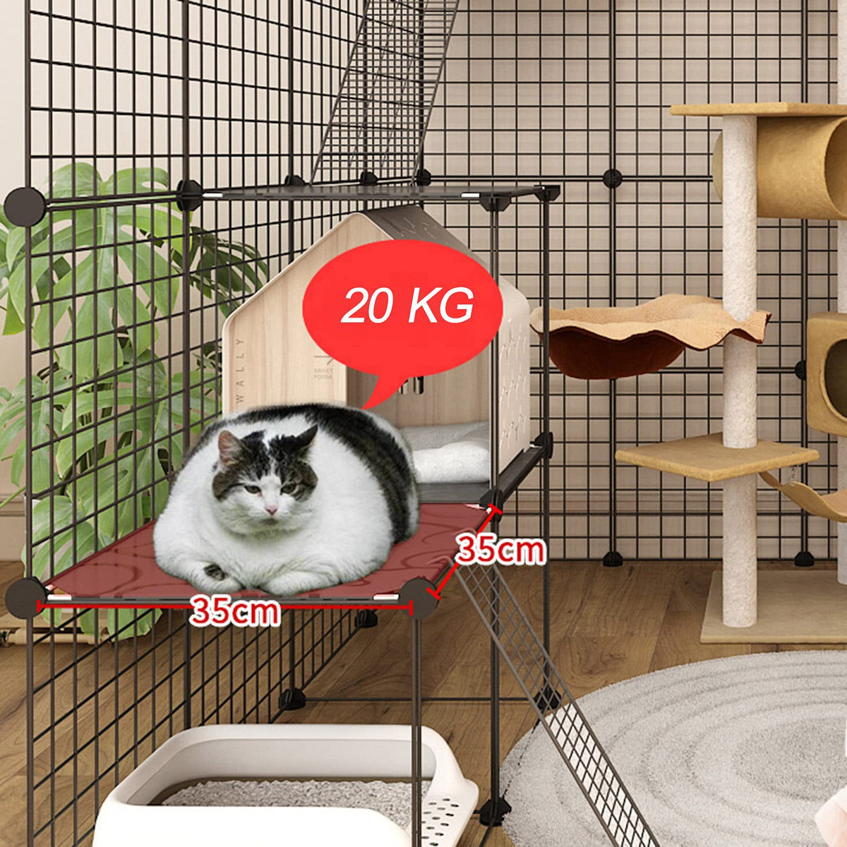 Cat Cage Indoor Playpen Metal Wire Kennel Small Animal Crate T79111