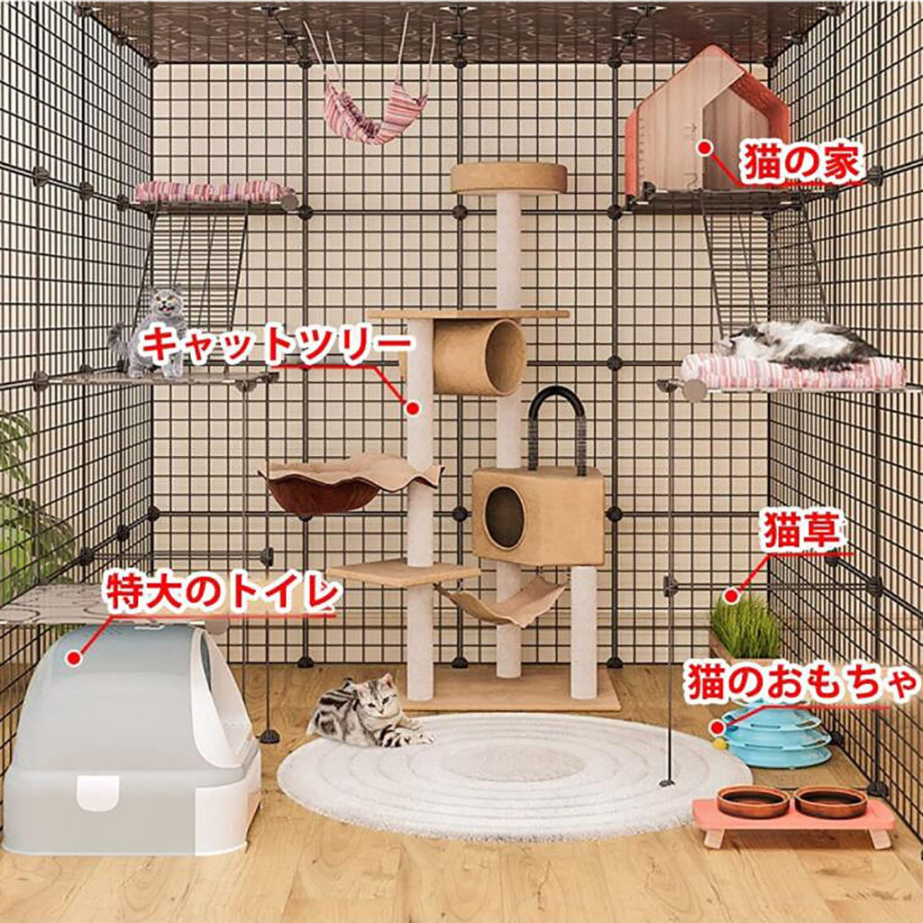 Cat Cage Indoor Playpen Metal Wire Kennel Small Animal Crate T79111