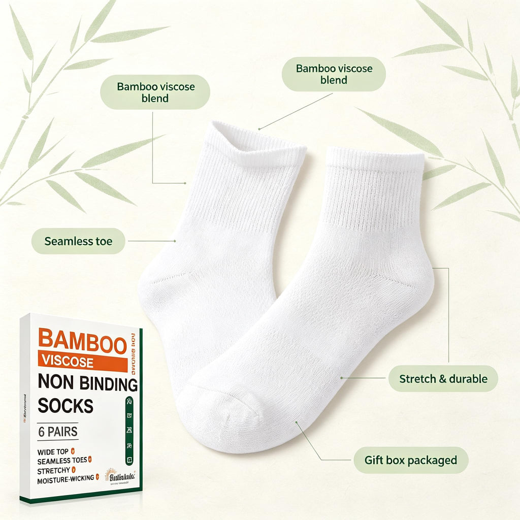 Bamboo Viscose Diabetic Socks 6 Pairs U84738