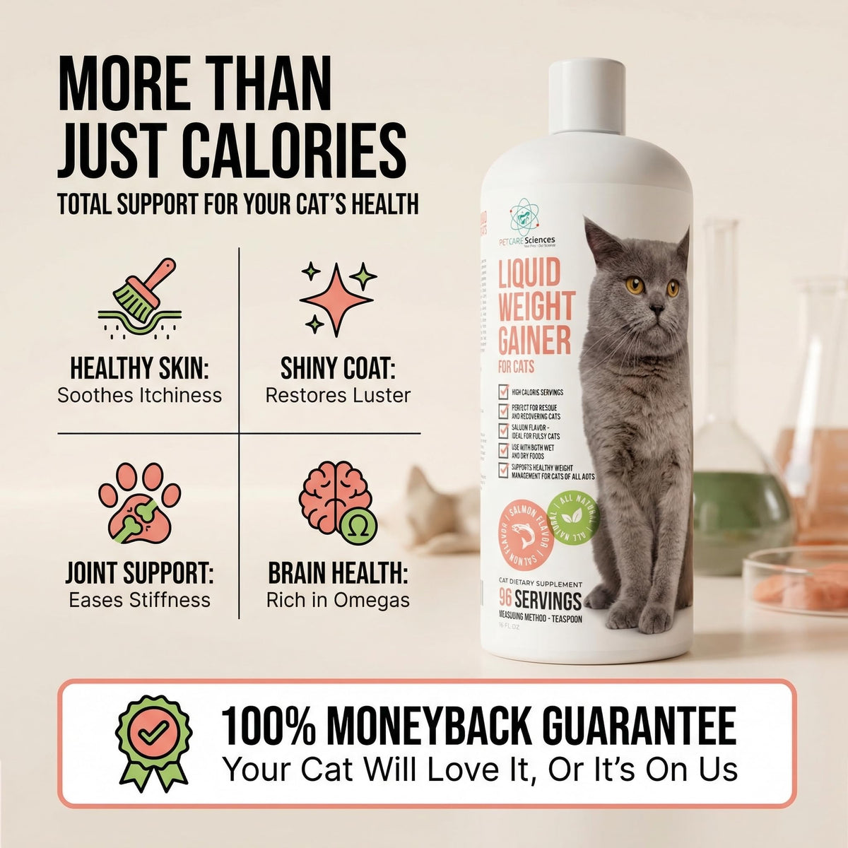 High Calorie Cat Weight Gainer Supplement Salmon Flavor 16oz F32600