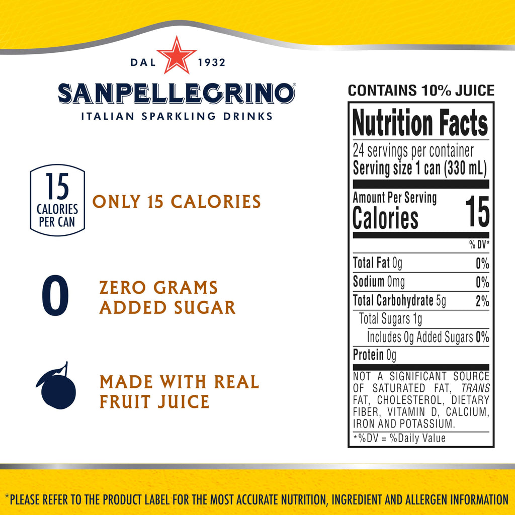 Italian Sparkling Lemonade 24 Pack of 11.15 Fl Oz Cans D833