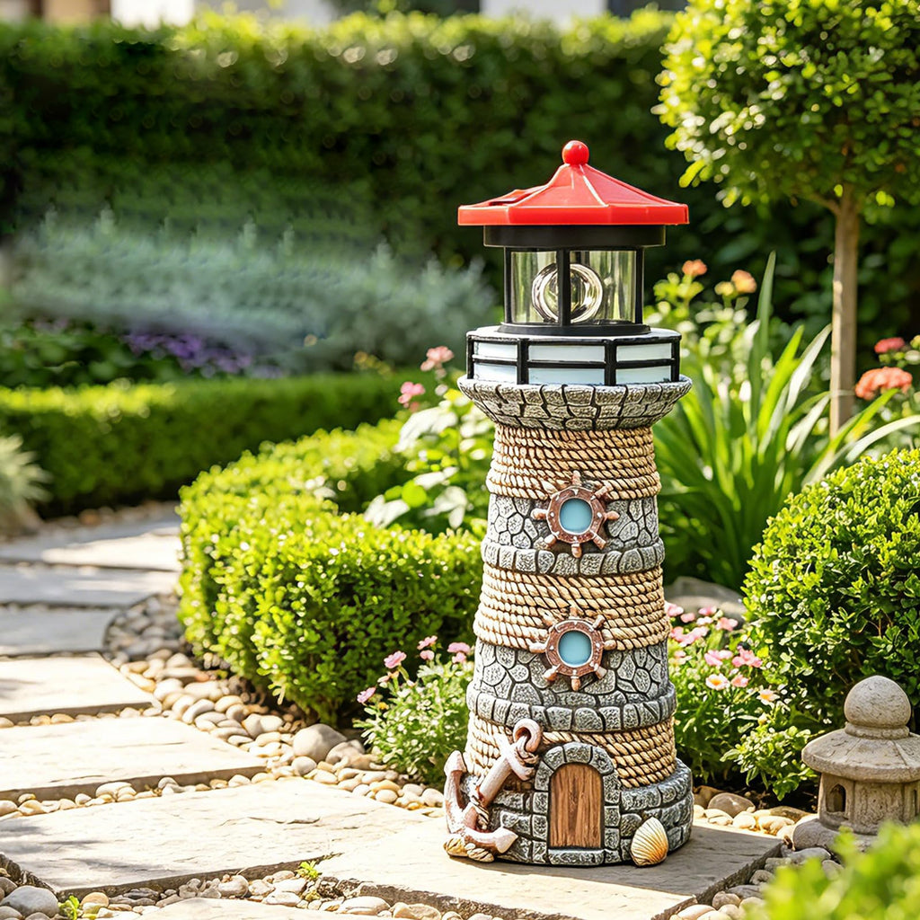 Solar Powered Resin Lighthouse Ornament P88693