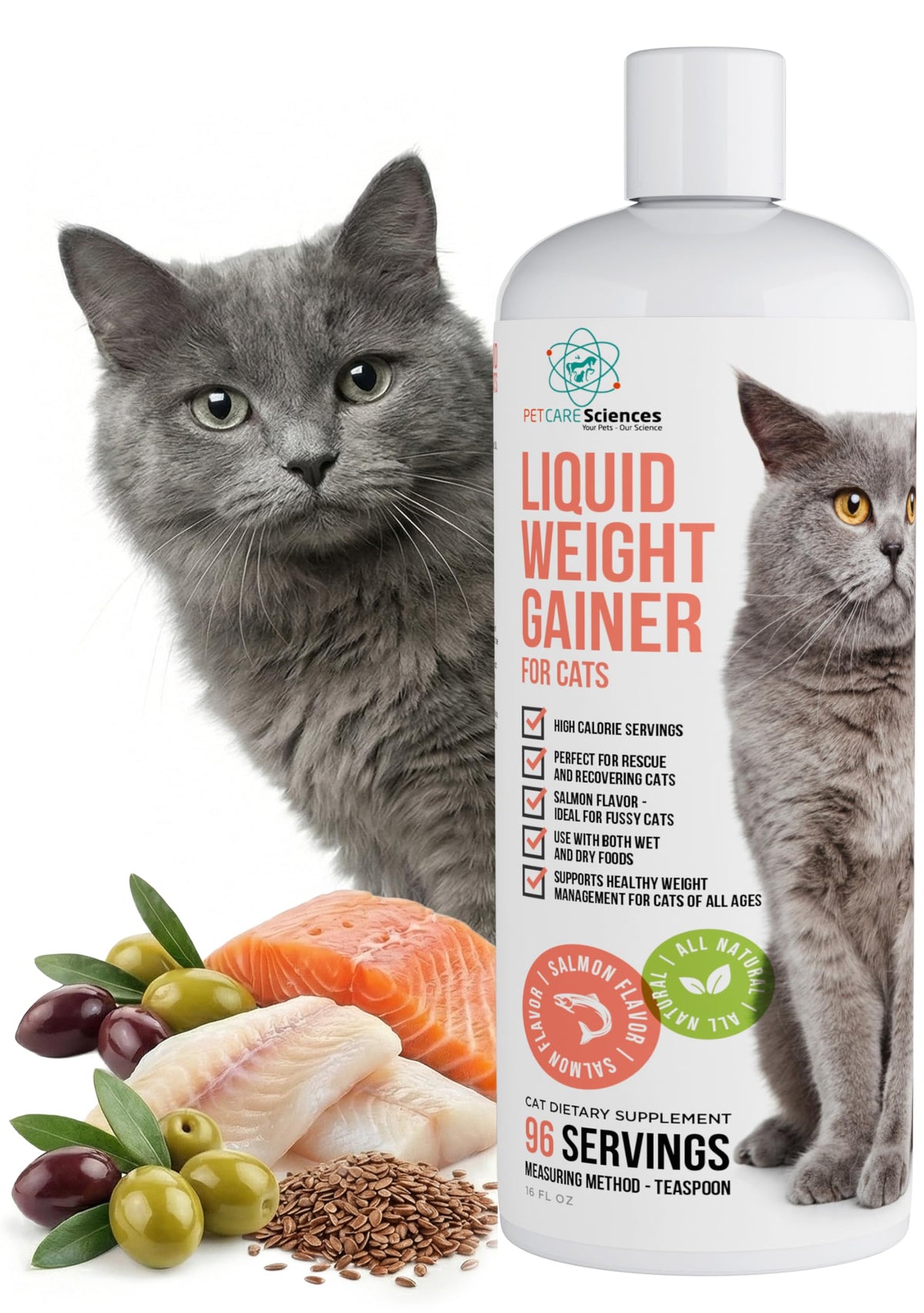 High Calorie Cat Weight Gainer Supplement Salmon Flavor 16oz F32600