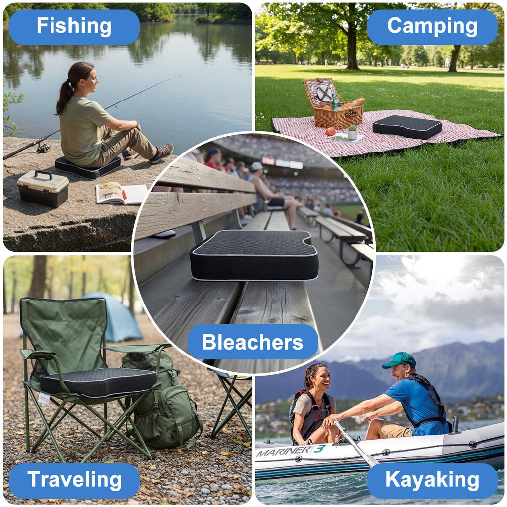 2 Pack Extra Thick Portable Bleacher Seat Cushions with Memory Foam E753