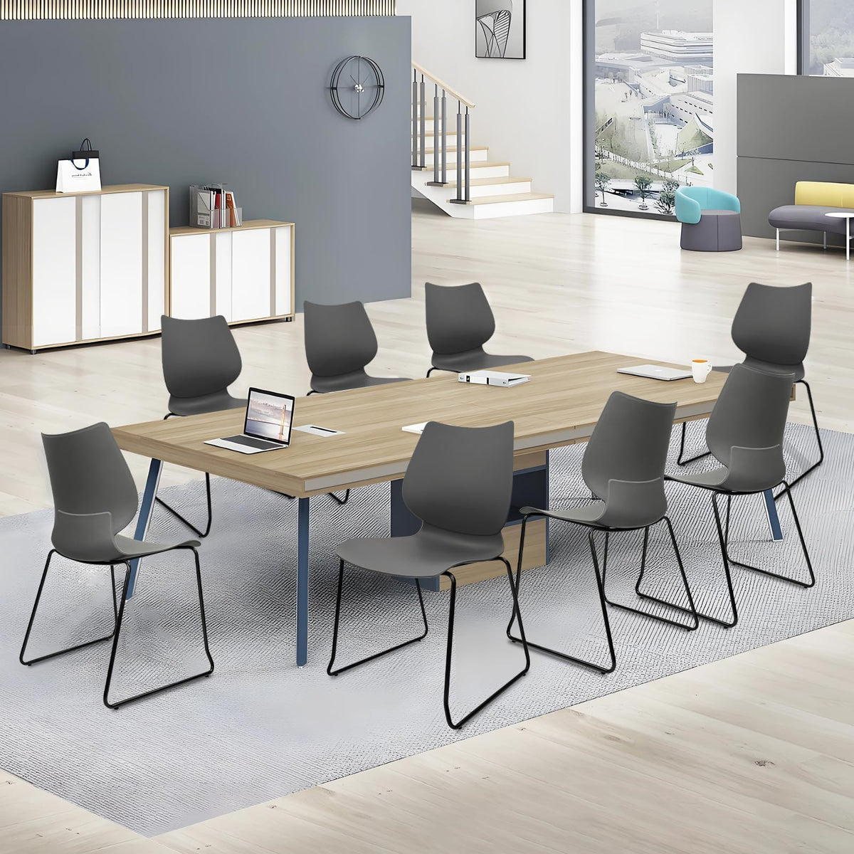 Grey Stacking Chairs with Metal Legs Set of 4 T31119
