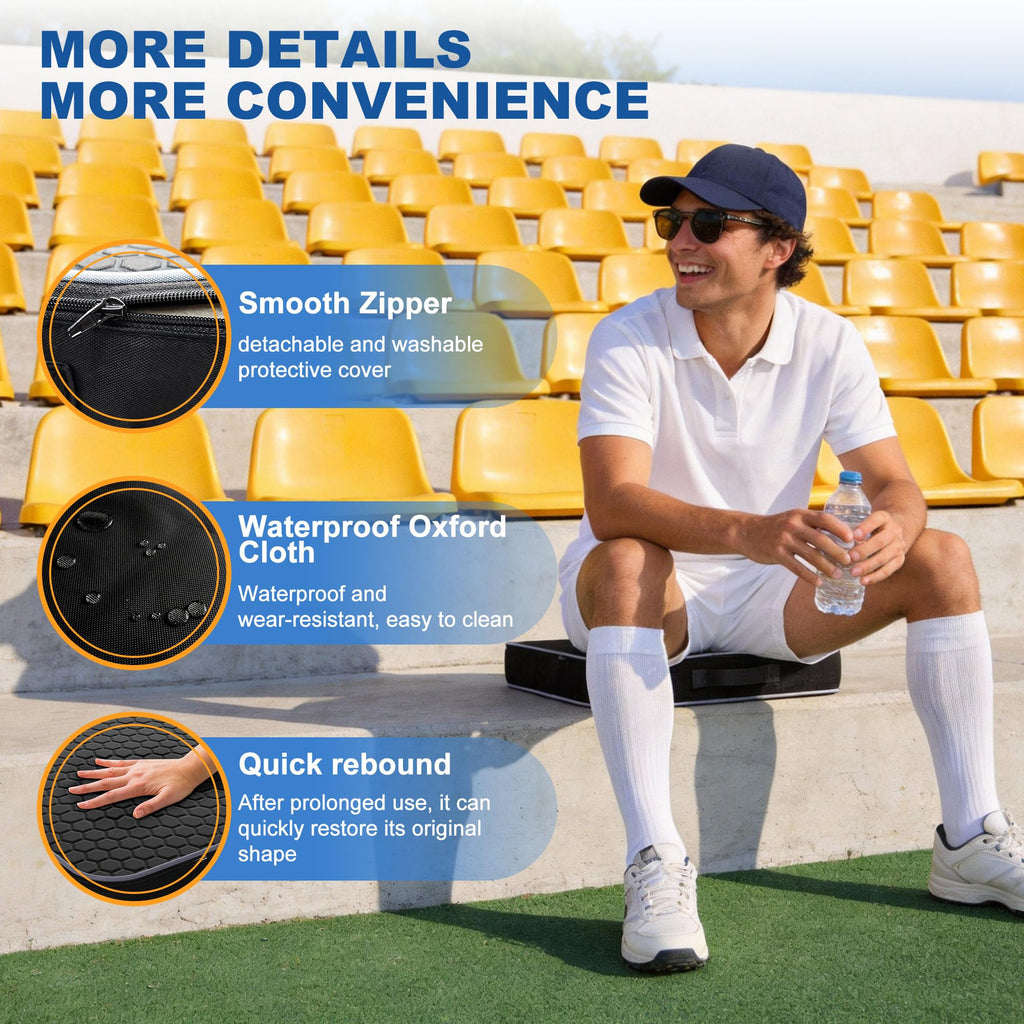 2 Pack Extra Thick Portable Bleacher Seat Cushions with Memory Foam E753
