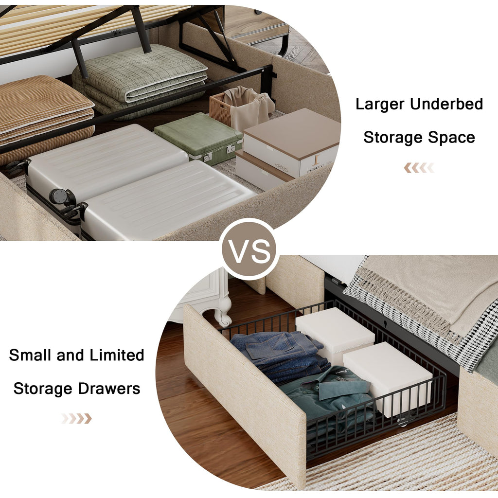 Queen Size Lift Up Storage Upholstered Bed Frame with Charging Station K807