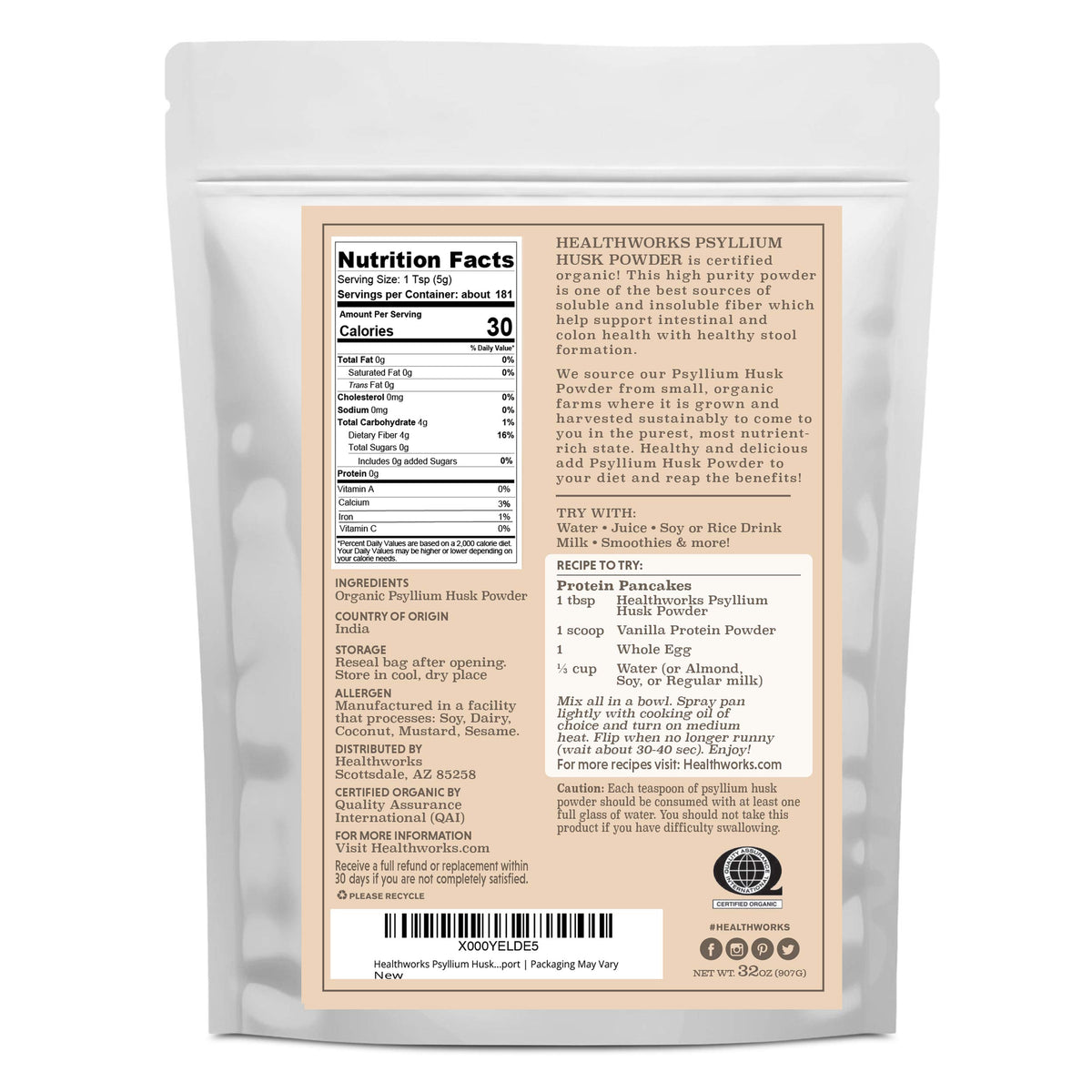 Organic Psyllium Husk Powder 2 lb Q230