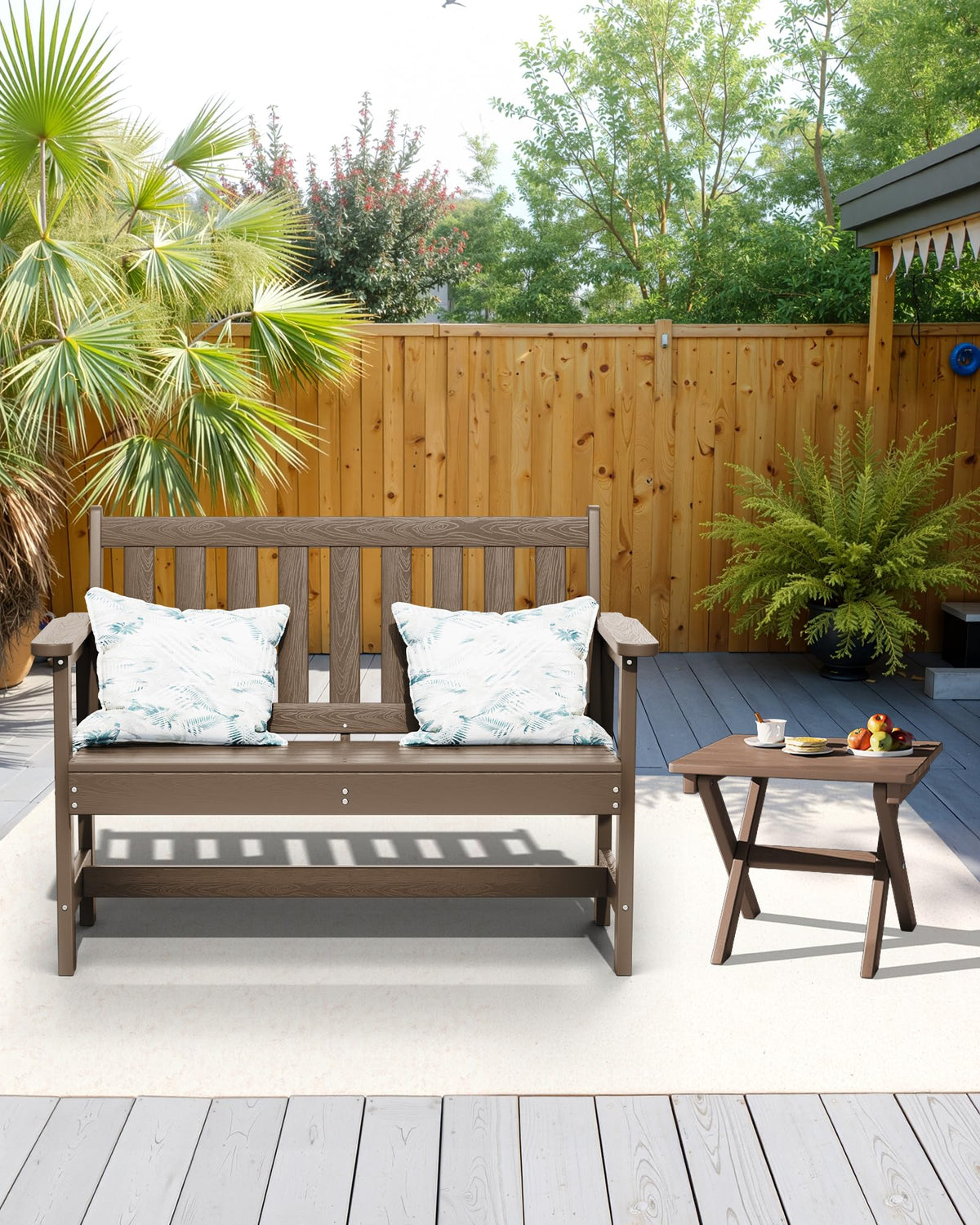 Small Folding Outdoor Side Table Set of 2 Brown C431
