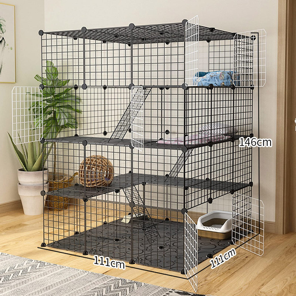 Cat Cage Indoor Playpen Metal Wire Kennel Small Animal Crate T79111