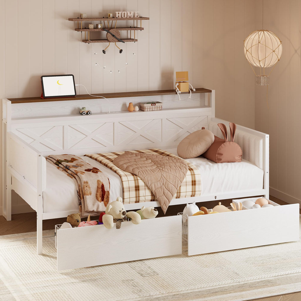 White Twin Daybed with Storage Drawers K975286