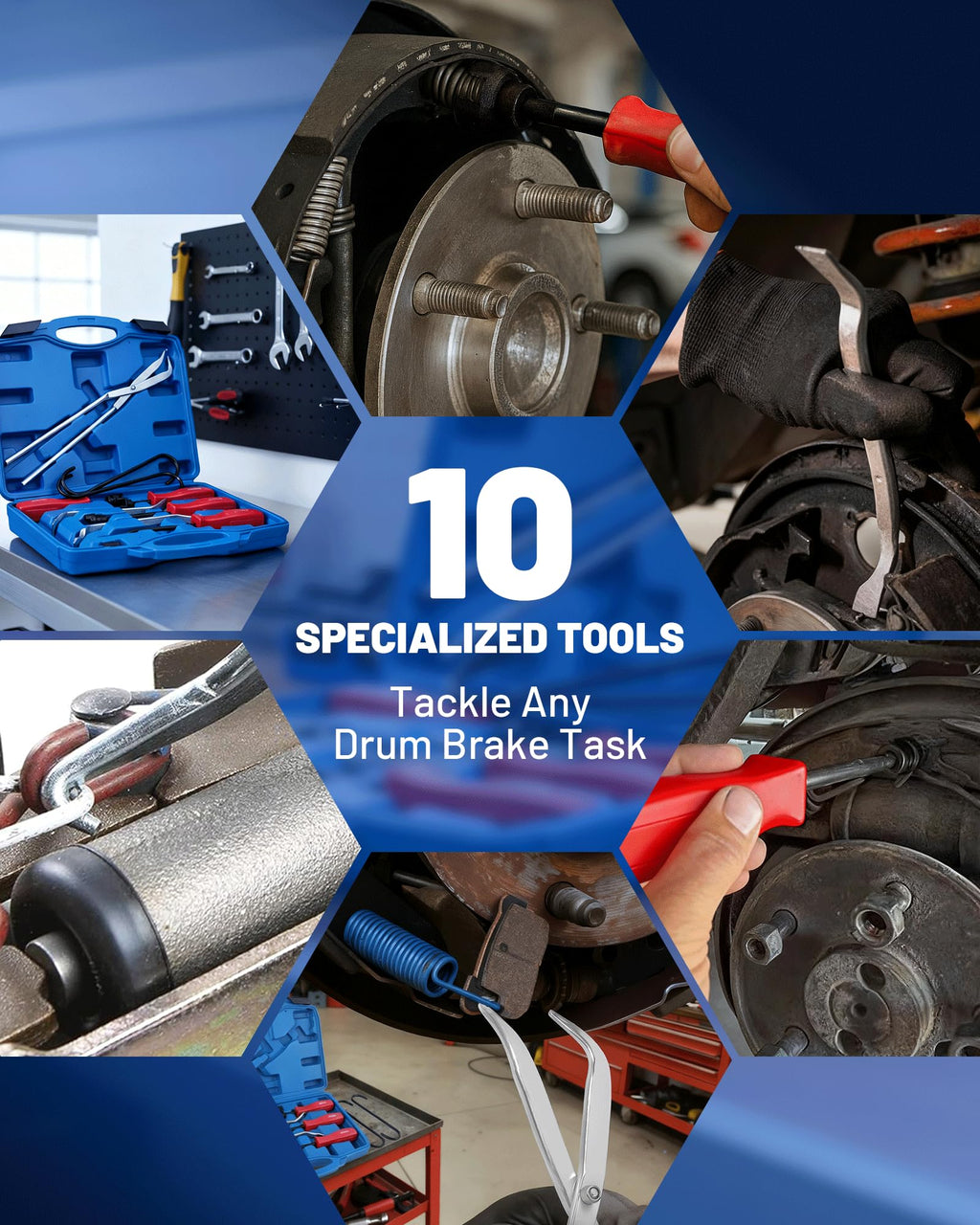 10-Piece Drum Brake Tool Kit with Case & Gloves U30454