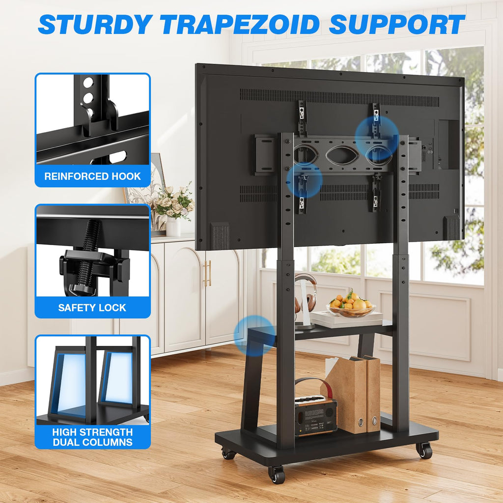 Mobile TV Cart Rolling TV Stand for 37-75 inch TVs J379972