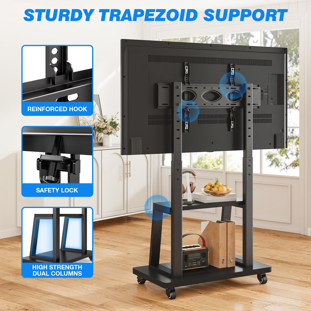 Mobile TV Cart Rolling TV Stand for 37-75 inch TVs J379972