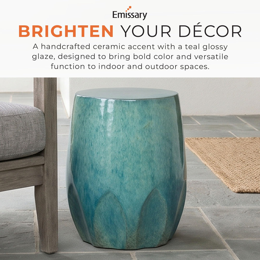 Teal Ceramic Garden Stool T7088