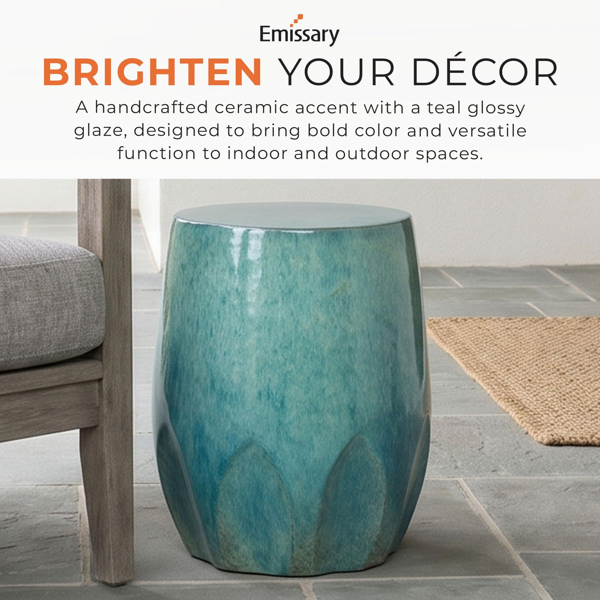 Teal Ceramic Garden Stool T7088