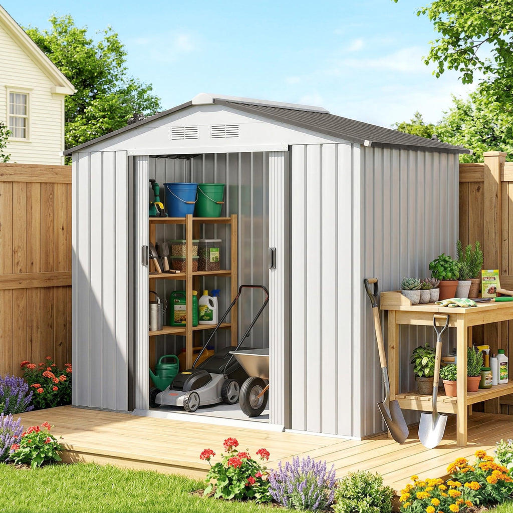 7' x 4' Metal Outdoor Storage Shed E135387