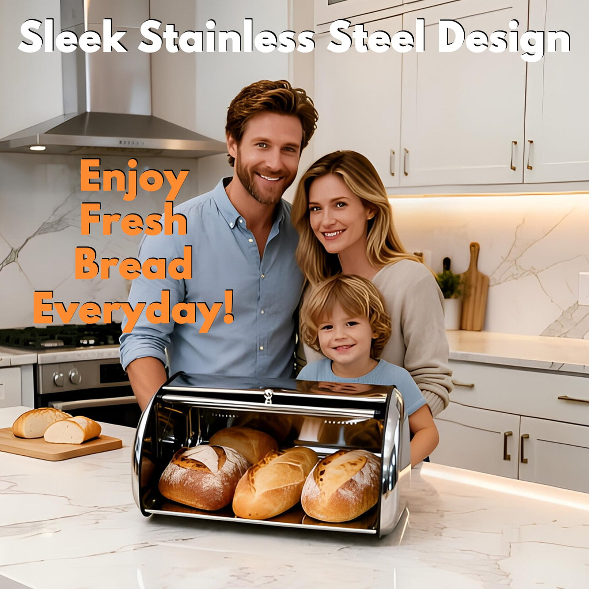Large Stainless Steel Bread Box with Window & Air Vents X482878