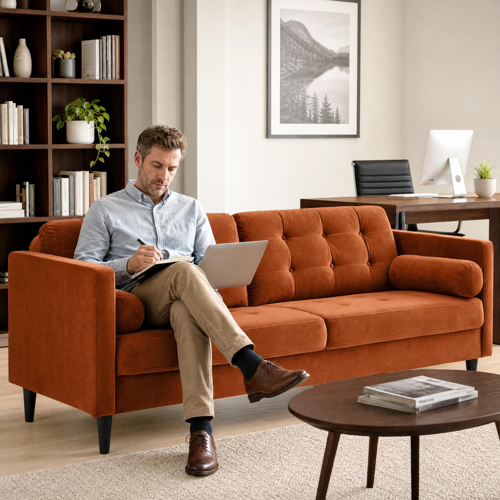 80" Velvet Sofa with Solid Wood Legs E143