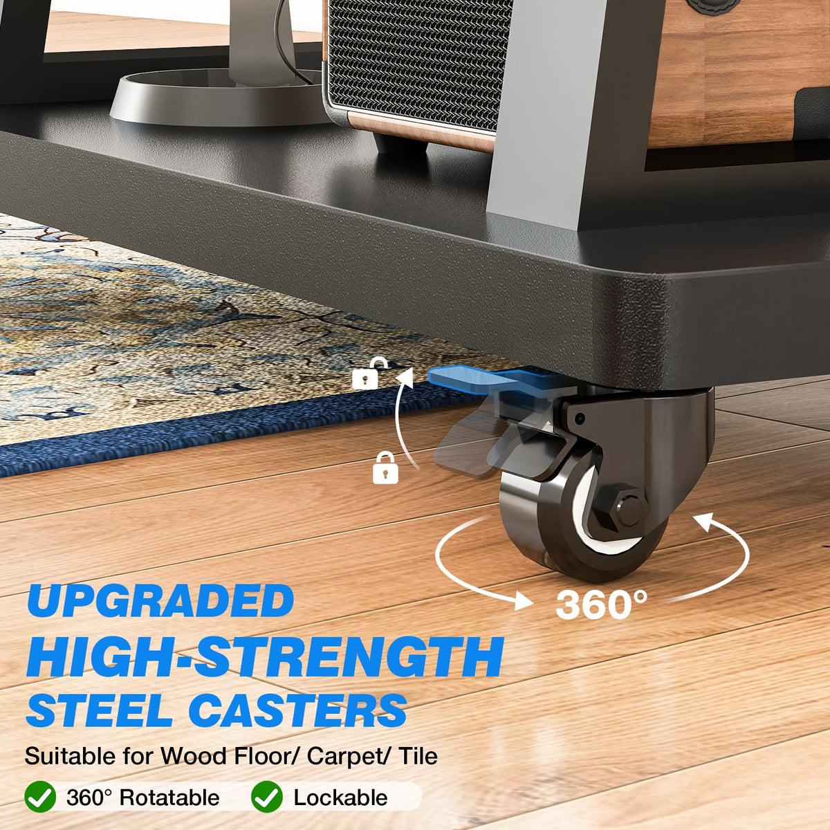 Mobile TV Cart Rolling TV Stand for 37-75 inch TVs J379972