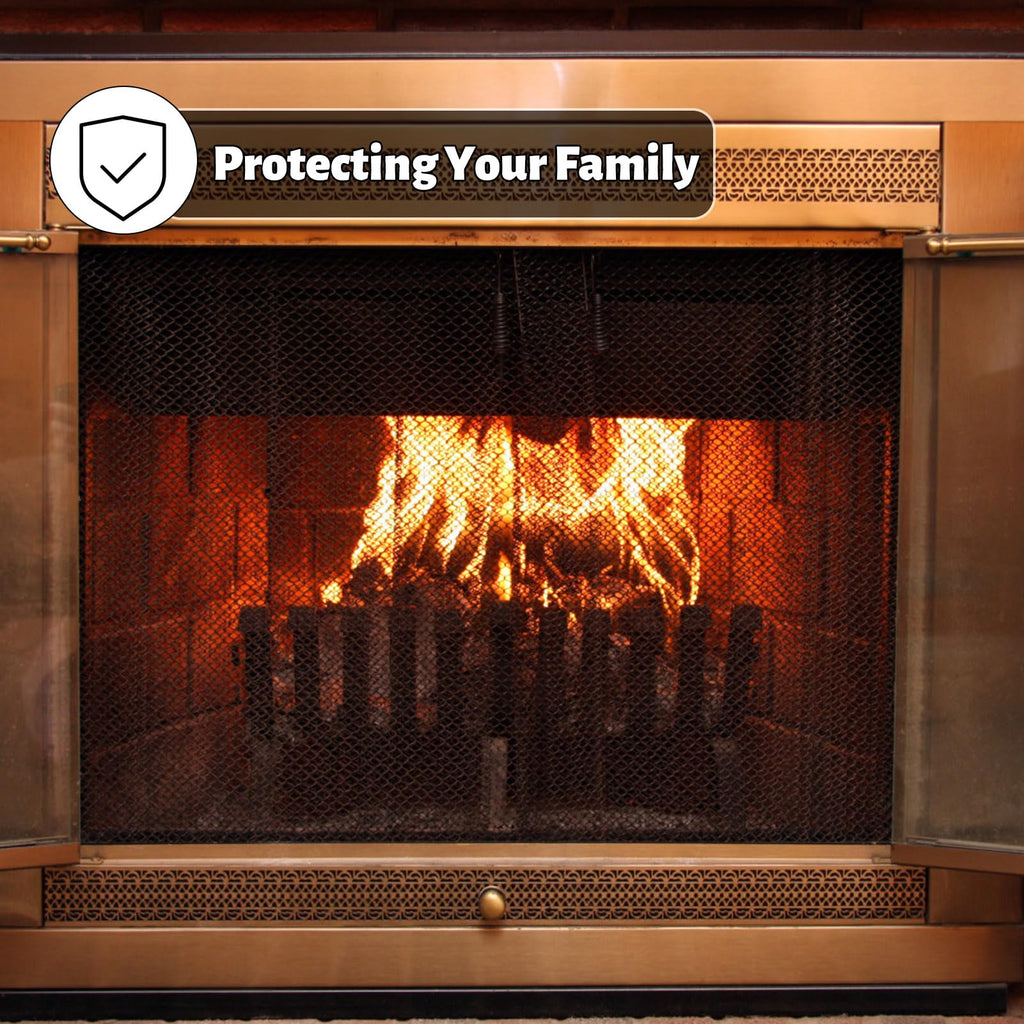 2 Pack Black Metal Fireplace Mesh Screen Curtain F648