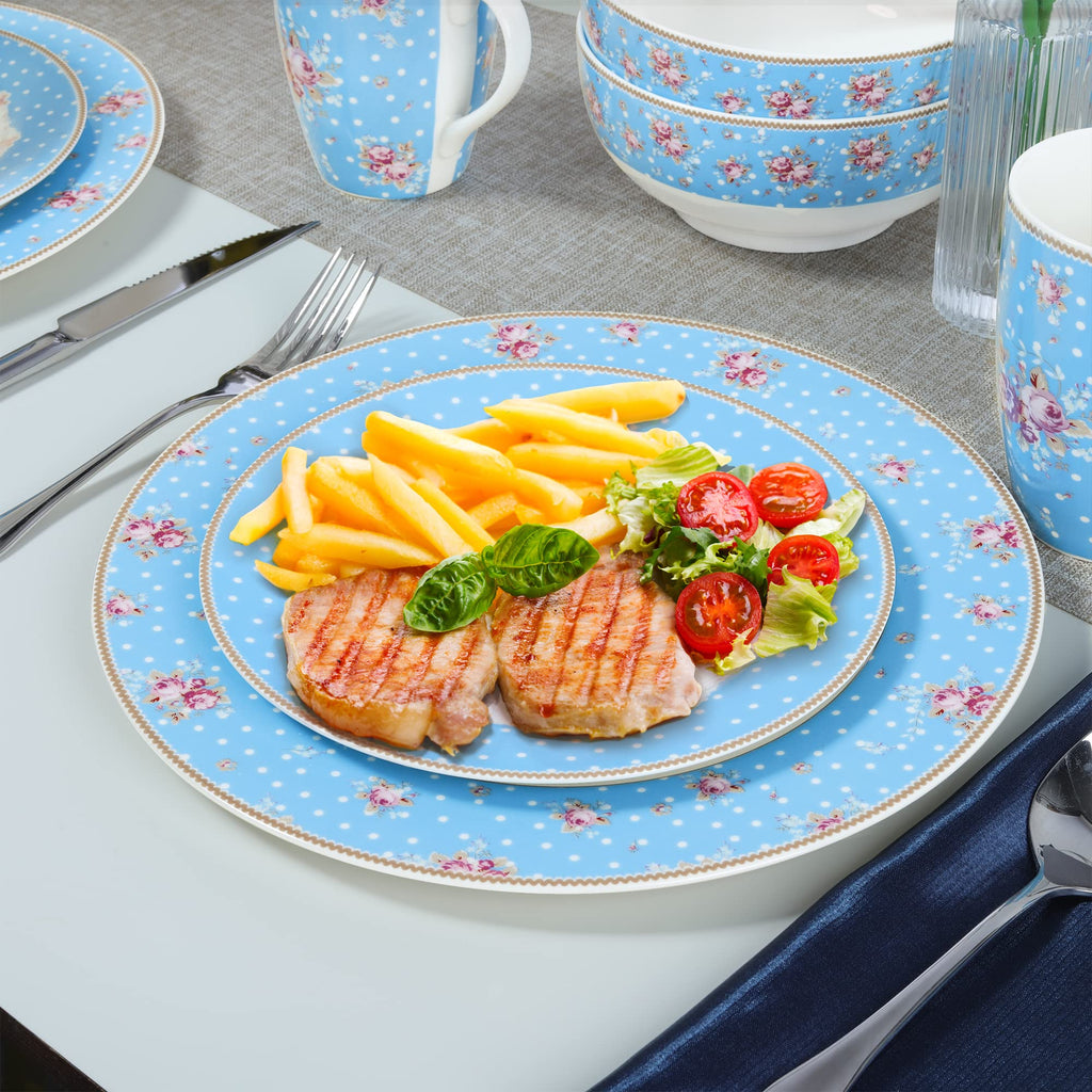 12 Piece Blue Floral Ceramic Dinnerware Set L616